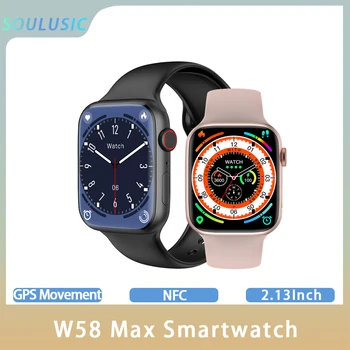 Оригинальные Умные часы IWO W58 с 2,13-дюймовым экраном Smart Watch Серии 8 NFC Bluetooth Call Беспроводная Зарядка Smartwatch Pk W57 Dt8 Max