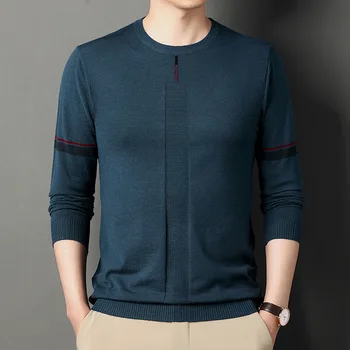 Осенне-зимняя новая мужская нижняя рубашка с принтом и вышивкой, мужской пуловер, повседневный Универсальный домашний удобный свитер