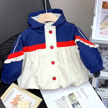 Осенняя куртка с длинными рукавами и милой вышивкой для девочек 2023 г., Детское Спортивное пальто, верхняя одежда