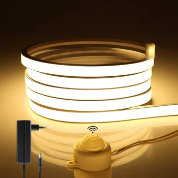 От 220 В до 24 В COB неоновые светодиодные ленты с датчиком движения Светодиодные настенные светильники для украшения комнаты 11 мм X 6 мм Ленточная светодиодная лента для спальни