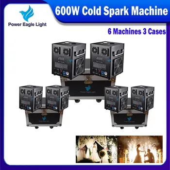 Отсутствие налога 6Pcs 600W Холодная Искровая Машина С Flycase DMX Remote Cold Fireworks Fountain Spark Stage Sparkular Machine Для Свадьбы