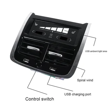 Очистка заднего Выпускного Отверстия Светодиодной Атмосферы Зарядка через USB для Volvo XC60 XC90 S60 V60 V90 2015-2021 Крышка Кондиционера