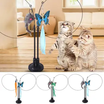 Палочка-дразнилка для кошек, игрушка-палочка для кошек с пером, Многоразовые развивающие игрушки-дразнилки для кошек, интерактивная домашняя палочка-дразнилка для маленьких