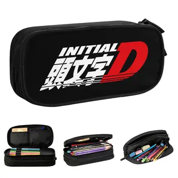 Пеналы с логотипом аниме Initial D, новая гоночная сумка для ручек, детские школьные принадлежности большой емкости, пеналы на молнии