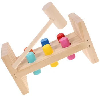 Перкуссионная Настольная игрушка Деревянный Детский молоток Ручная Развивающая игрушка для постукивания по цвету для малышей
