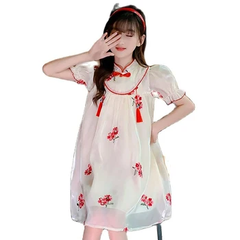 Платья для девочек, праздничное платье для девочек в китайском стиле, новый комплект детского платья, повседневная одежда для девочек 6, 8, 10, 12, 14 лет