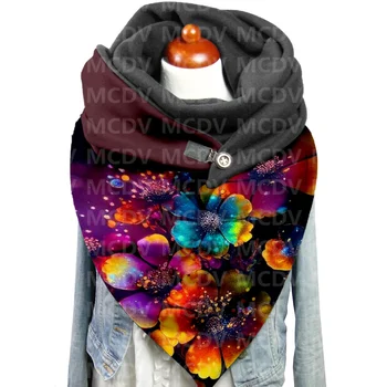 Повседневный шарф и шаль с 3D принтом в виде цветка для женщин Теплый и удобный шарф