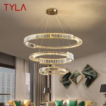 Подвесная люстра TYLA Crystal, современные светодиодные роскошные кольца, подвесной светильник, Домашний декор для гостиной, столовой, Двухуровневой виллы