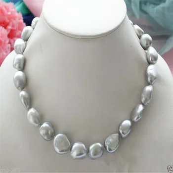 Подлинное натуральное 9-10 мм Тибетское Серебристо-Серое ожерелье из пресноводного жемчуга в стиле барокко 18