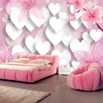 Пользовательские Фотообои 3D Романтическая Розовая Любовь Большая Настенная Живопись Настенная Бумага Детская Спальня ТВ Фон Домашнего Декора Papel Tapiz
