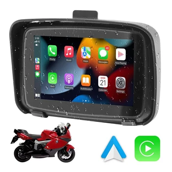 Портативный 5-дюймовый GPS-навигатор для мотоцикла IPX7 с водонепроницаемым сенсорным экраном для Android Auto Wireless Carplay для вождения на открытом воздухе