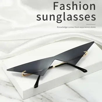 Просто Красочные треугольные Женские солнцезащитные очки без оправы, Цельные солнцезащитные очки UV400 с прозрачными винтажными океанскими линзами, Солнцезащитные очки