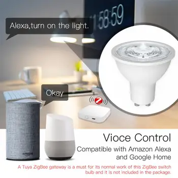 Работайте со Светодиодной Лампочкой Alexa Google Home Rgbcw Tuya Diy Zigbee Spotlight через Alexa Google Home Tuya Zigbee Gu10 Light Bulb 5w