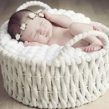 Реквизит для фотосъемки новорожденных Ретро Ротанговый стул-корзина Реквизит для фотосъемки младенцев Девочка Мальчик Позирует на кровати Аксессуары для фоновой фотосъемки