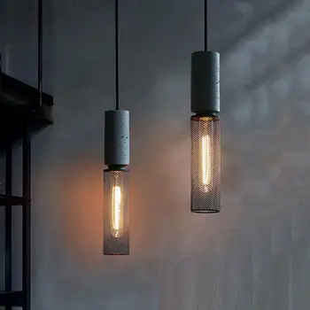 Ресторанная люстра с одной головкой, барная настольная лампа, витрина, спальня в отеле, подвесная лампа из цементной сетки в ретро-индустриальном стиле, подвесная лампа в индустриальном стиле