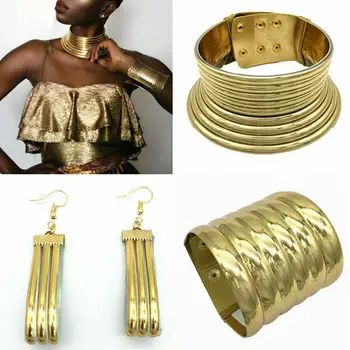 Ретро-колье, Африканский колье-воротник, серьги, браслет, Набор ювелирных изделий