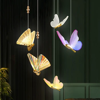 Роскошный подвесной светильник Nordic Butterfly Хрустальные лампы-бабочки для гостиной, прикроватная подвесная лампа для прохода, светильники для домашнего декора