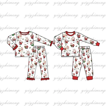 Санта-Клаус, Веселая рождественская пижама в западном стиле, детская пижама, комплекты с длинными рукавами, детские штаны, пижама для малышей