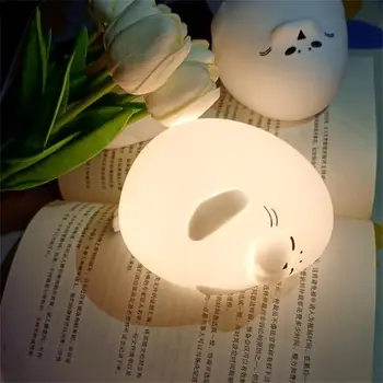 Светодиодный Ночник Милый 2 цвета Силиконовая Печать USB Настольные Лампы Защита глаз Прикроватное Украшение для спальни Детский Подарок