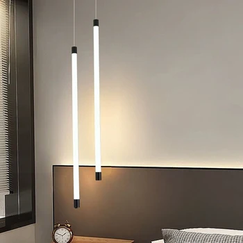 Светодиодный подвесной светильник с длинной трубкой, 360-градусный люминесцентный подвесной светильник на акриловой трубе, светильник на стойке регистрации в ресторане, декор интерьера в полоску