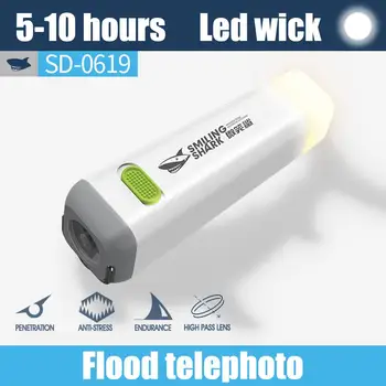 Светодиодный ручной фонарик, перезаряжаемый через USB, 1200 мАч, водонепроницаемый, 300ЛМ, для ночной рыбалки, энергосберегающие принадлежности для походов в сад
