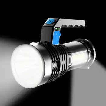 Светодиодный фонарик COB с боковым освещением, перезаряжаемый фонарь дальнего действия, Водонепроницаемый портативный фонарь для кемпинга, 4 уровня яркости