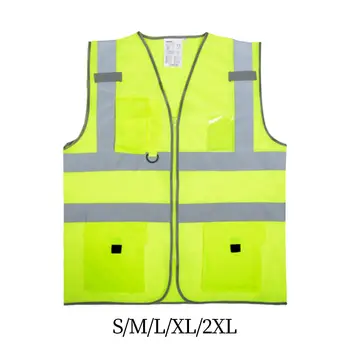 Светоотражающий жилет, светоотражающая куртка безопасности с несколькими карманами, строительный жилет для строителей, работающих на открытом воздухе, Гонки, бег, спорт