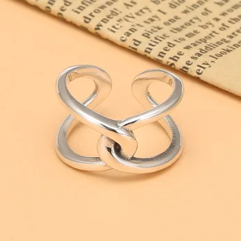 Серебряное кольцо с крестом S925, Женское Японско-Корейское Легкое Роскошное Студенческое кольцо с простым Открытием, Украшения для уличной съемки