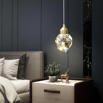 Скандинавские подвесные светильники Прикроватная тумбочка для спальни, светодиодная хрустальная лампа, украшение светильника, подвесные светильники для потолка, потолочный светильник для комнаты