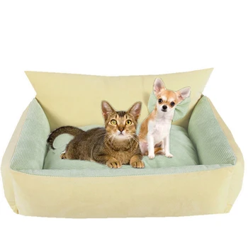 Собачья кровать, зимний домик для домашних животных для маленьких и крупных собак, кошек, Мягкий спальный диван, Съемный коврик для питомника для щенков, Моющаяся теплая подушка для кошачьей кровати