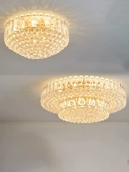 Современная круглая потолочная люстра из золотистого хрусталя, светодиодные люстры, роскошные Lamparas, большие потолочные светильники Cristal для домашнего декора гостиной