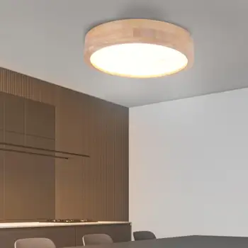Современный деревянный светодиодный потолочный светильник для гостиной, потолочный светильник для спальни, круглый светильник для декора помещений в скандинавском стиле lampara techo