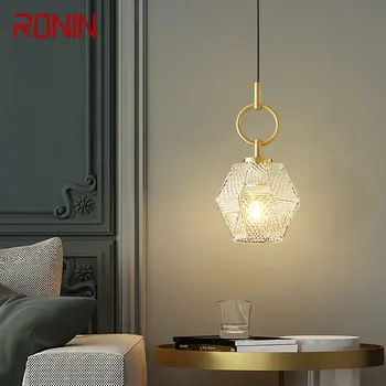 Современный латунный подвесной светильник RONIN, светодиодные подвесные светильники из золотой меди, простой креативный декор для домашней спальни