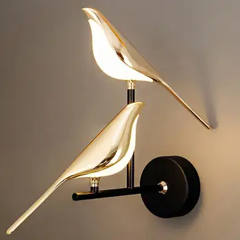 Современный художественный светодиодный настенный светильник Golden Bird с поворотным бра, освещение в помещении, Прикроватная тумбочка, спальня, гостиная, освещение для украшения дома