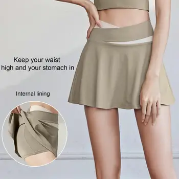 Спортивная юбка Skort, впитывающая пот, для фитнеса Skort Выше колена, отводящая влагу, простая женская мини-юбка для фигуристок с высокой талией