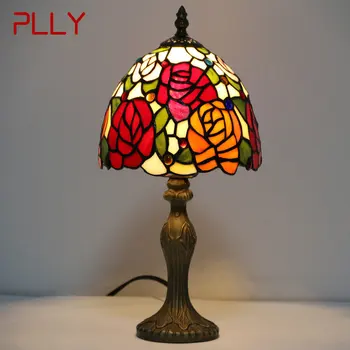 Стеклянная настольная лампа PLLY Tiffany LED European Vintage Creative Rose Настольный Светильник для дома, гостиной, кабинета, Прикроватного декора
