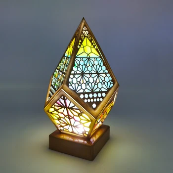 Торшер Красочная 3D Проекционная лампа Прикроватная лампа для гостиной Деревянный Богемный светильник Внутреннее освещение Декоративно-прикладное искусство