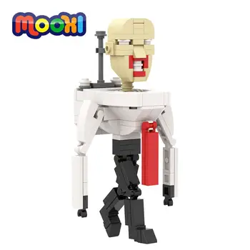 Туалетная игра MOOXI Skibidi Фигурка человека-ходячего унитаза, модель персонажа, строительный кирпич, игрушка для детей, сборка деталей MOC1319