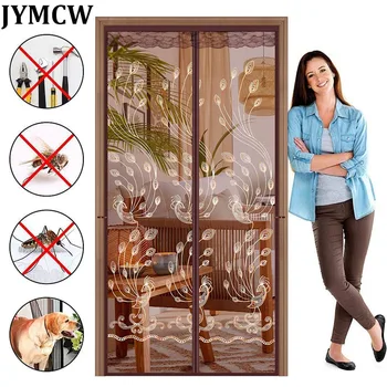 Усиленная дверная занавеска с магнитным экраном, защита от комаров, насекомых, мух, автоматически закрывающаяся дверная магнитная сетка, защита от насекомых