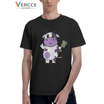Фиолетовая футболка Cow Хлопчатобумажные футболки высокого качества, одежда для экипажа, мужские и женские футболки в подарок
