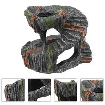 Черепашья терраса Платформа для лазания черепахи Искусственные камни Аквариум для рептилий Пещера для укрытия Искусственные растения из смолы