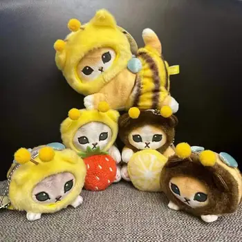 Японские мультяшные плюшевые игрушки Mofusand Bee Cat, кукла Kawaii, брелок, мягкий рюкзак, подвесные аксессуары, подарок для мальчиков и девочек
