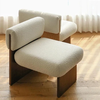 Японские стулья для гостиной из массива дерева, мебель для гостиной в стиле ретро, Диван для спальни, Балкон, Ленивый диван-кресло для отдыха из ягненка, бархатный ленивый диван-кресло