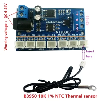 7-канальный термисторный датчик температуры DC 12V RS485 NTC Modbus Rtu, модуль мониторинга удаленного сбора данных B3950 10K 1%